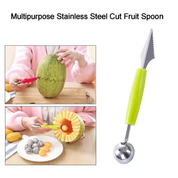 

2 In 1 Dual-head Fruit Dig Ball Spoon Carving Knife Kiwi Fruit Waterlemon Scoop Melon Digger Fruit Jar Mashed Potato