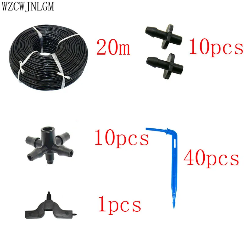 20 м 3/5 мм гибкий шланг для капельного стрелка автоматический полив на возраст от 2 до 4 способа изогнутая Воронка-дриппер для микро-система капельного орошения 1 комплект