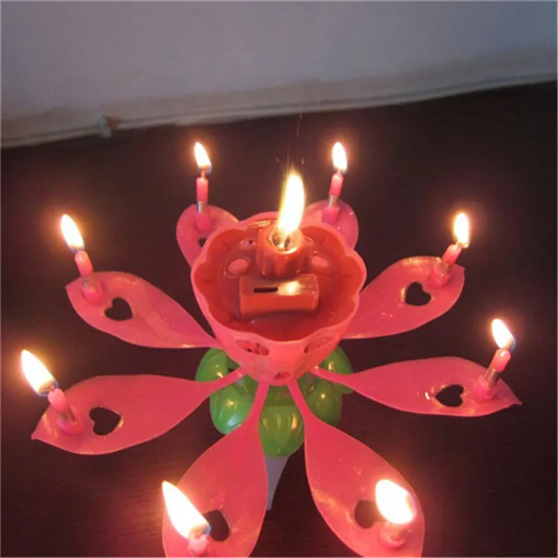 

2pcs Romantic Singing Birthday Candle Flowering Music Candles Musical