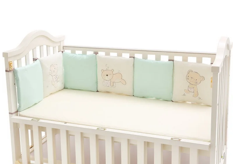 6 шт. Детская кровать бампер удобный хлопок мультфильм младенческой бамперы кроватки вокруг подушки защита для кроватки Набор подушек постельные принадлежности