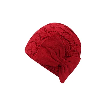 

Knitted Bow Baby Caps For Girls Cotton Soft Children's Hats Spring Autumn Fashion Infant Toddler Girls Beanie Baby Girl Clothing