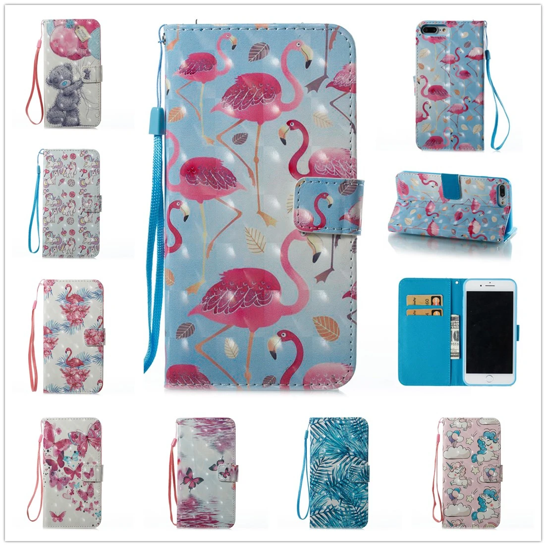 

Luxury Case for IPhone 5 Fundas Stand Magnetic Flip Leather Wallet Cover I5 5S Painted Pattern Iphone 5 SE Card Wallet Phone Cas