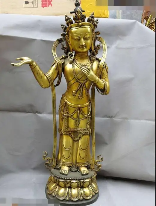 

free 32" China bronze gild carved buddhism sculpture Tara Kwan-yin buddha Statue fast