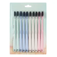 10 шт./компл. экологически чистые пшеничной соломы Зубная щётка для чистки зубов мягкий тонкий наконечник на долго щетка с древесным углем щетка для взрослых зубная щетка