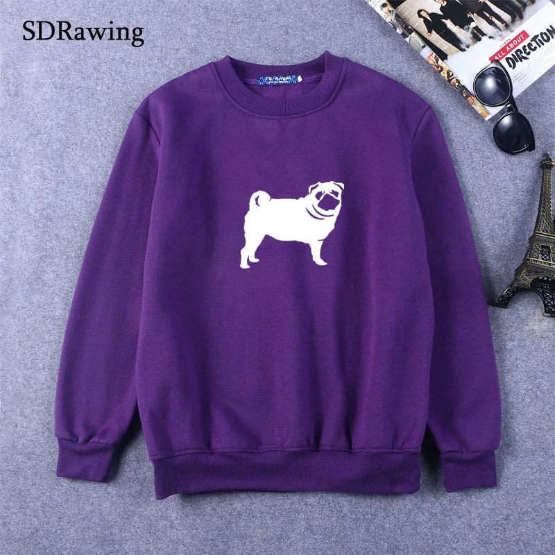  Funny cute Pug dog print cotton Sweatshirts for women girlfriend Graphic Sweatshirts summer casual 