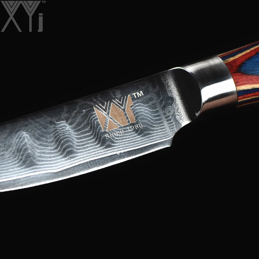 XYj японский VG10 дамасский стальной кухонный нож высокого класса " 4" " 6" цвет деревянной ручкой дамасский нож крышки и Держатель ножей