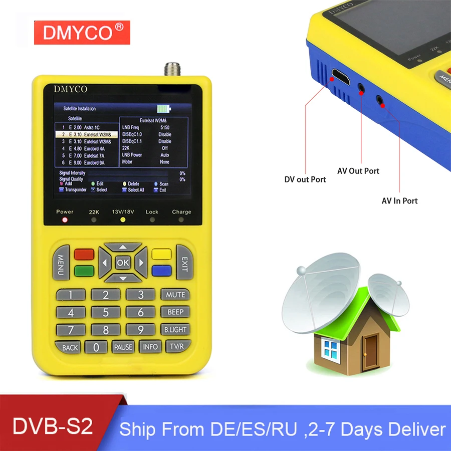 Оригинальный DMYCO спутниковый искатель HD DVB S2 Высокое разрешение LNB спутникового