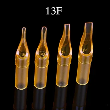 

50PCS 13F Gold Shark Disposable Tattoo Sterile Tips Nozzle Supply - Flat/Magnum