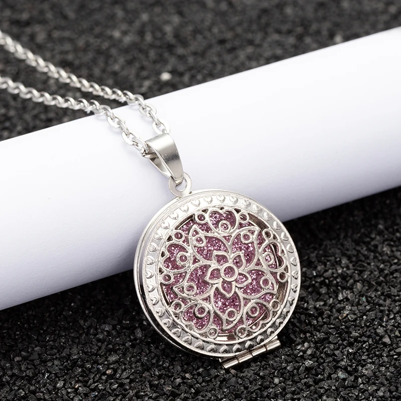 

Aroma Diffuser Necklace Open Lockets stainless steel Datura flowers Pendant Perfume Locket Necklace send 1pcs pads A-176