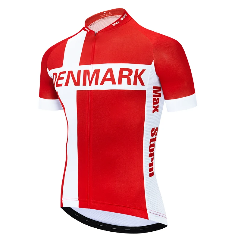 

2021 Denmark New Team Cycling Jersey Customized Road Mountain Race Top max storm Reflective zipper 4 pocket