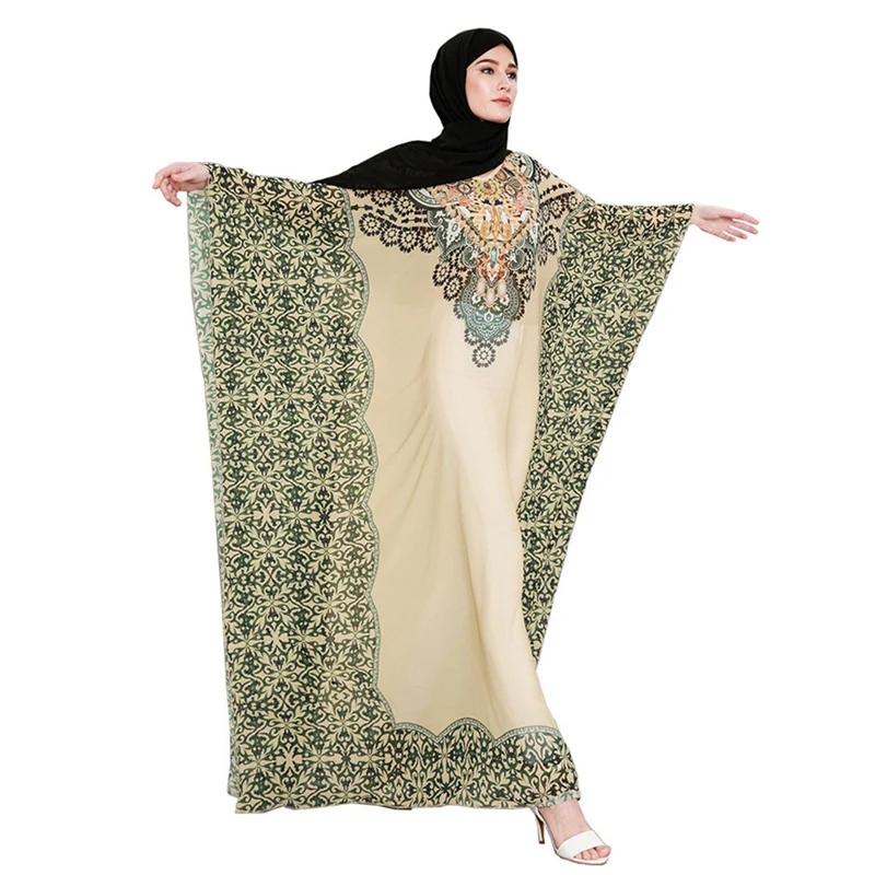 Женское шифоновое платье Baju Kurung повседневное свободное с длинным рукавом
