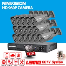 HD 960P 16CH CCTV Security 1080P AHD DVR Kits 16pcs 1.3MP Outdoor Waterproof Security Camera Home Surveillance System 1TB HDD