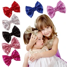 Lazo brillante para el pelo de mariposa para niña, accesorios para el cabello con lazo de lentejuelas para la cabeza de niños pequeños, regalo de cumpleaños