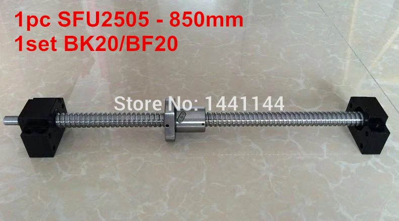 

1pc SFU2505- 850mm ballscrew with end machined + 1set BK20/BF20 Support CNC Parts