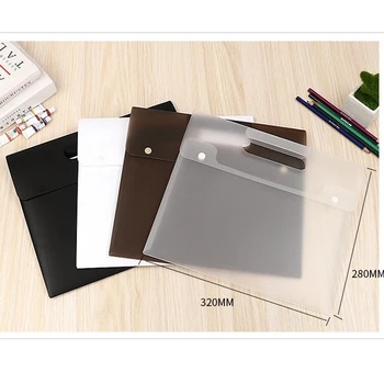 

Home Office Press Button File Bag A4 Business Meeting Briefcase Plastic Portfolio Office Data Storage Bag Organizer Accessories