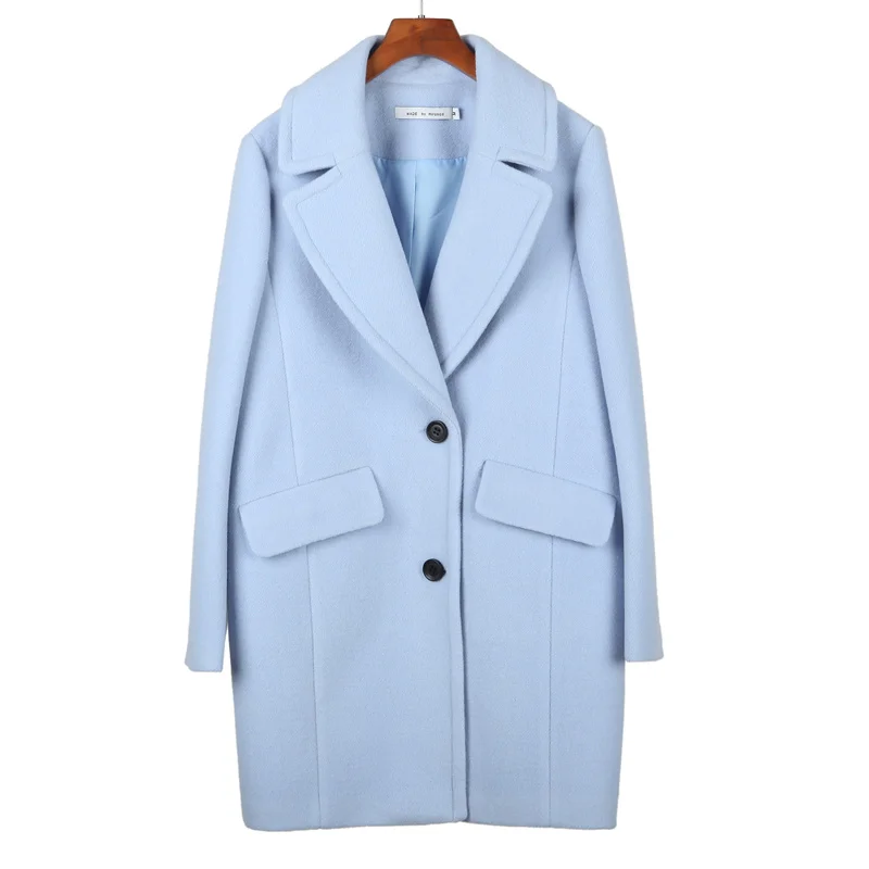 Pale Blue Wool Coat - Coat Nj