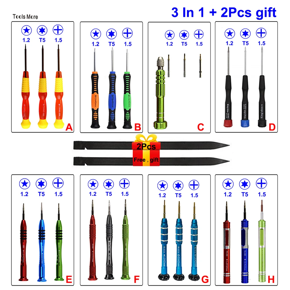 Pentalobe 1.2 P5 Torx T5 Philips PH000 Screwdriver Set for Apple MacBook Air & Macbook pro Repair Tool Kit 3Pcs With Gift