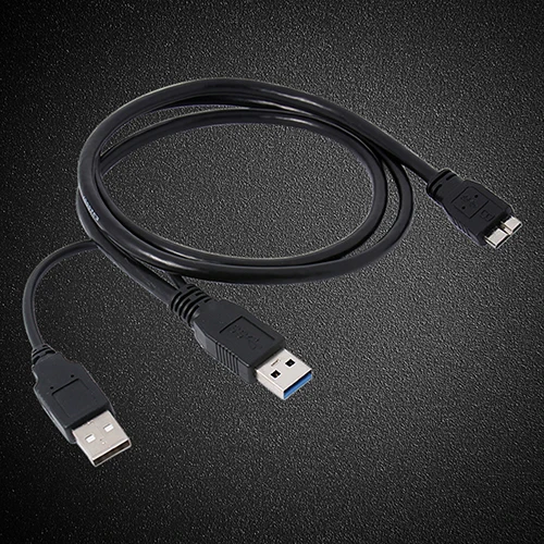 Black Dual A to Micro-B USB 3.0 Y Cable for Sumsang Galaxy S5 Note 3 USB HUB