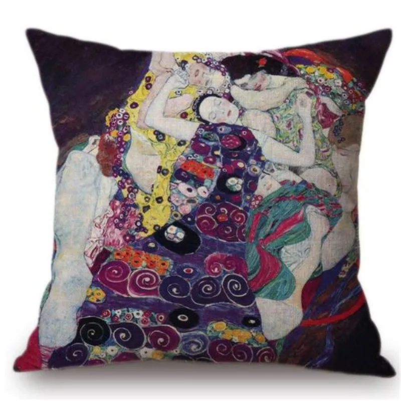 Gold Luxury Decorative Oil Painting Home Decorative Pillow Case Cover Gustav Klimt Gallery Collection Sofa Chair Cushion Cover