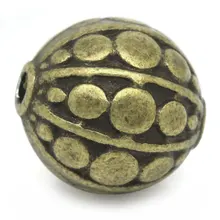 DoreenBeads цинк металлические бусины-вставки из сплава мяч античная бронза точечный узор Цвет покрытием около 10 мм x 9 мм, Отверстие: Приблизительно 1,5 мм, 4 шт