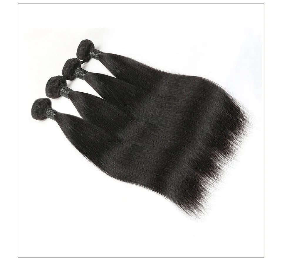 Hair Villa Brazilian Straight Virgin Hair Bundles With Closure Salon 100% Unprocessed Human Hair Weave Four Bundles With Closure (4)