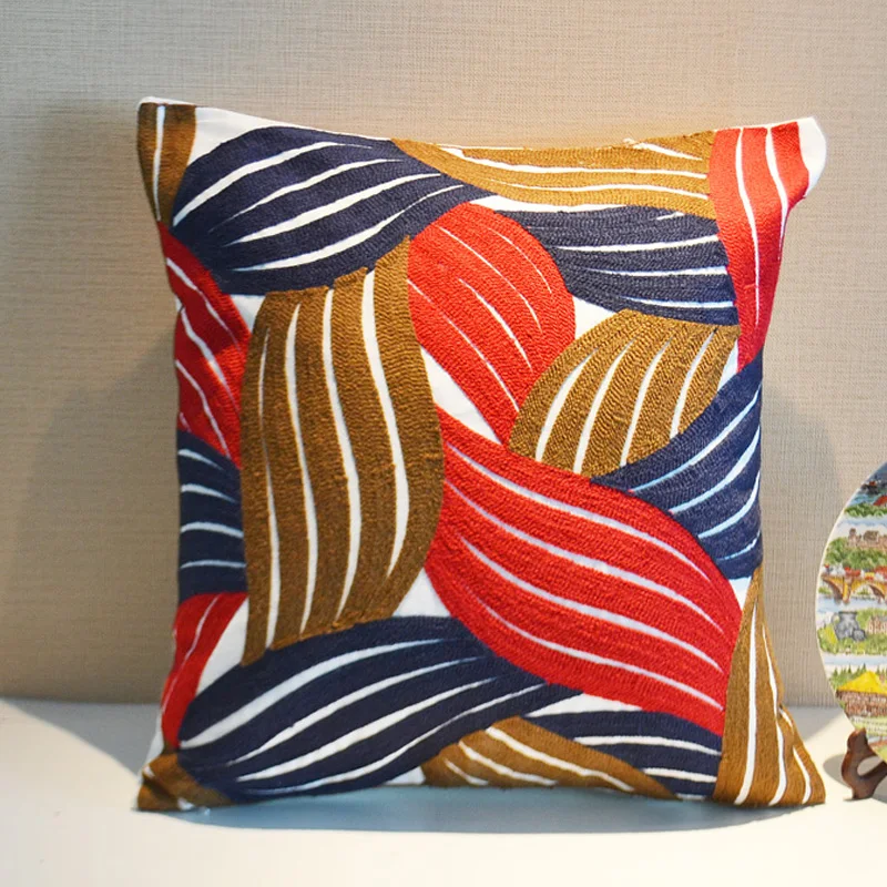 ONEICE Embroidery Cushion Pillow Bedside backrest folk custom pillow