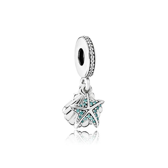 

SIENTO 100% 925 Sterling Silver 1:1 792076CZF TROPICAL STARFISH & SEA SHELL HANGING Original Women Wedding Fashion Jewelry