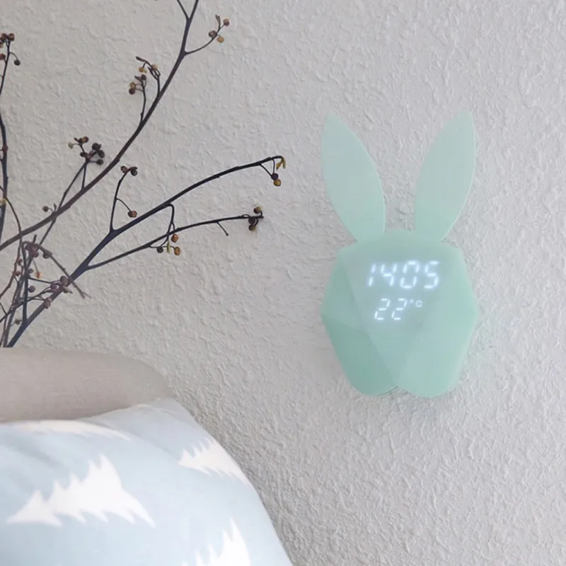 

Cute Bunny Home Party Decorative Rabbit Digital Alarm Clock Charging Led Clock With Night Light Rechargeable Home Party Decor