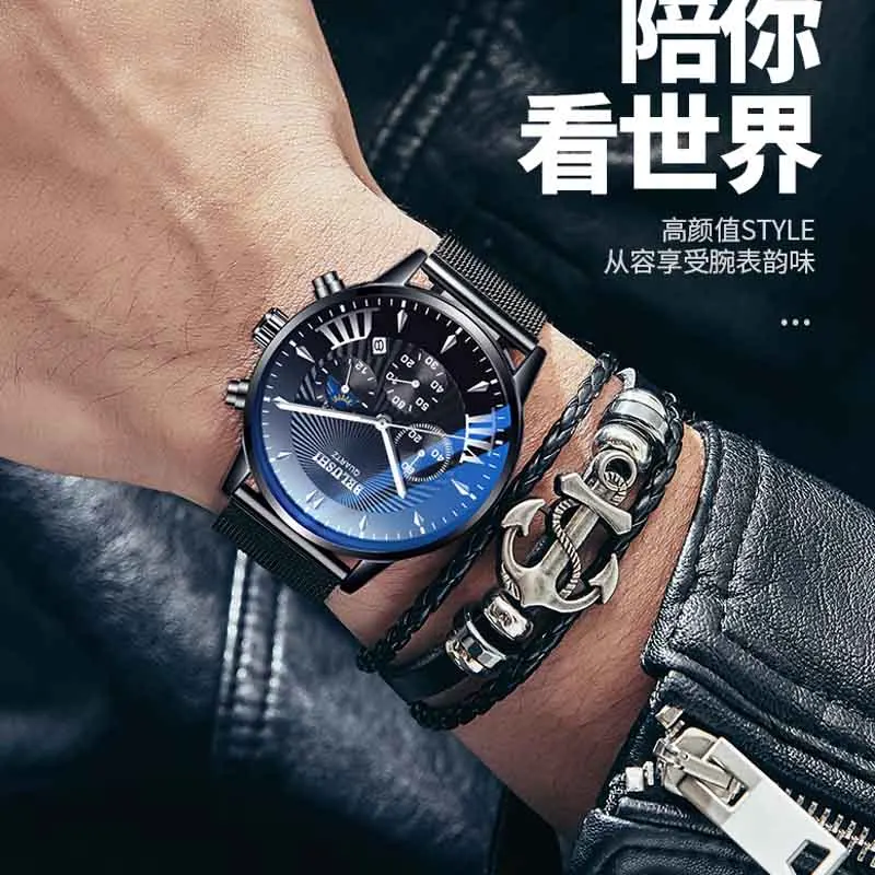 Relogio Masculino кожаные модные мужские часы лучший бренд класса люкс Ретро хронограф кожаные кварцевые часы мужские водонепроницаемые часы Reloj