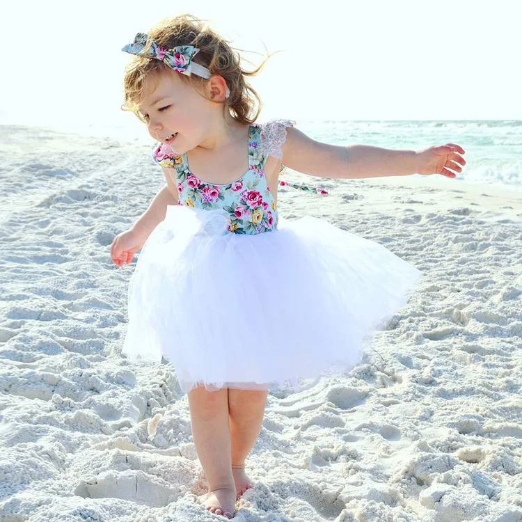 Baby Girls Dress Summer 2018 Floral Dress Baby Dressing for Party Holiday Cute Lace Ball Gown Kids Clothes Girls