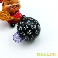 Bescon Polyhedral Dice 50-sided Gaming Dice, D50 die, D50 dice, 50 Sides Dice, 50 Sided Cube of Black Color 1