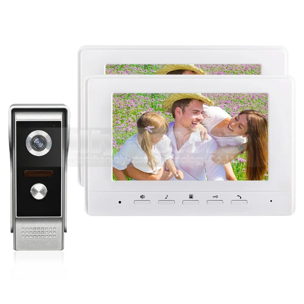 DIYSECUR 7inch Video Intercom Video Door Phone 700TV Line IR Night Vision Outdoor Camera for Home / Office Security System 1V2