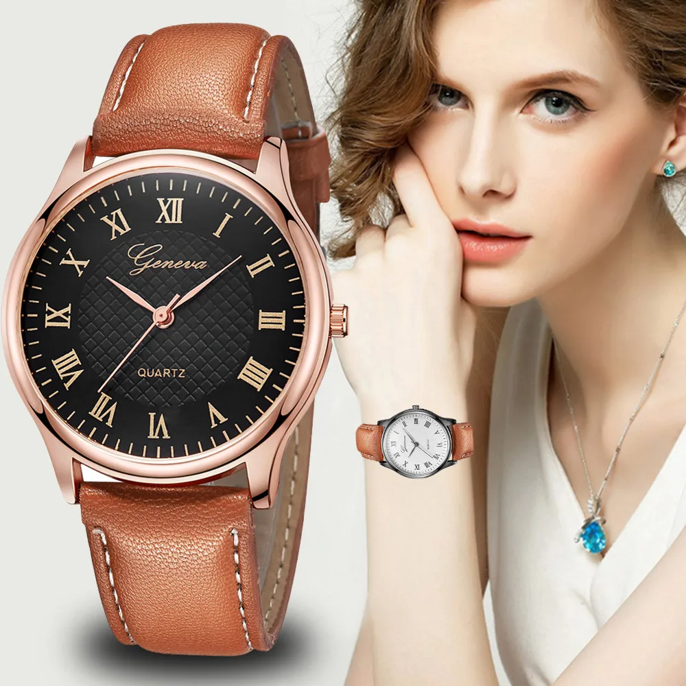 

2019 Fashion Women's Watch Roman Numerals Watch Lady High Quality Leather Band Analog Quartz Wrist Watches Relojes Para Mujer Q5