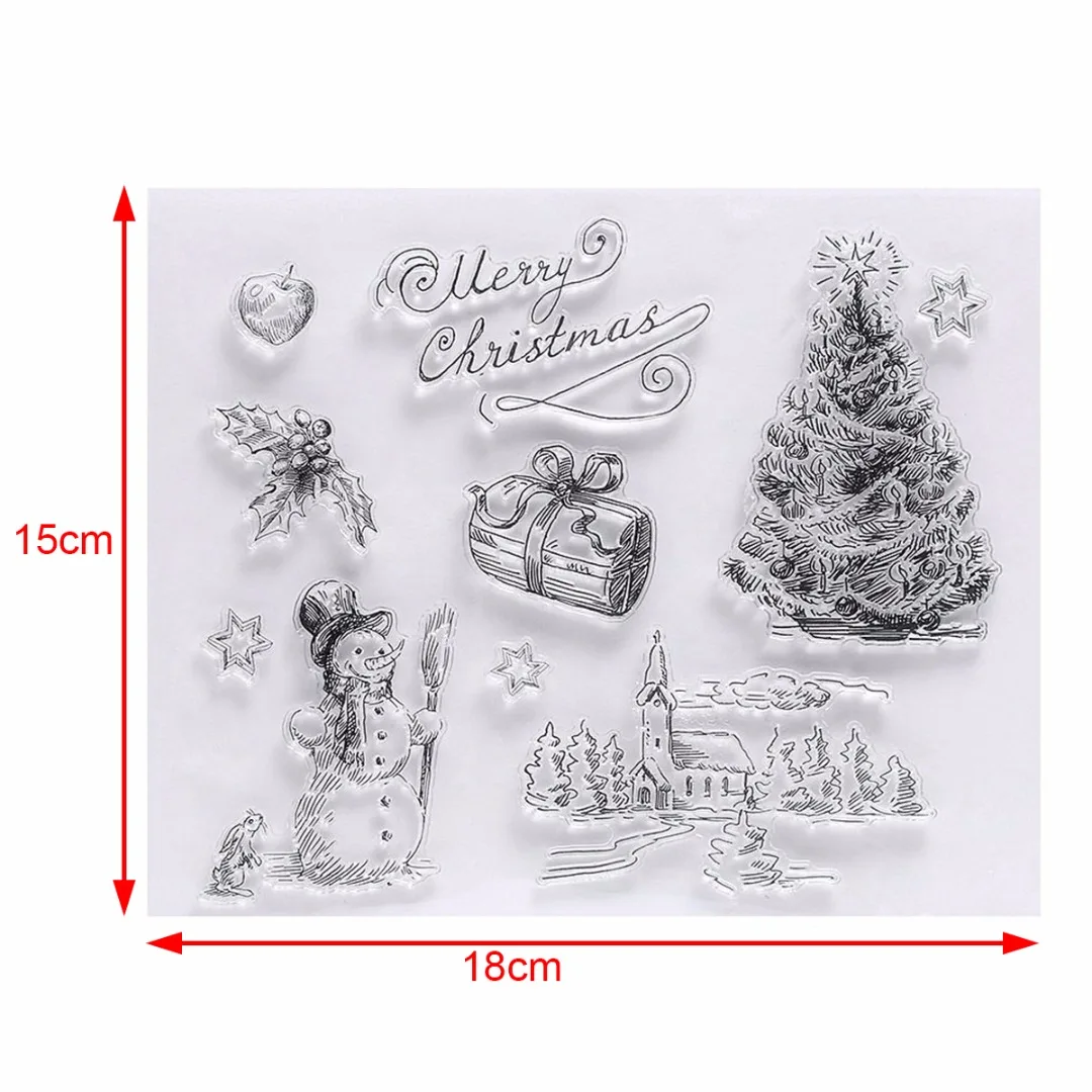 JX-LCLYL 1Pc Christmas Transparent Silicone Rubber Stamp Sheet Cling Scrapbooking DIY New