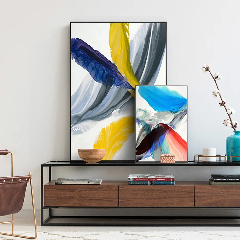 

Abstract Colorful Feather Canvas Painting Wall Art Picture For Living Room Bedroom Poster Print For Aisle Studio Girl Home Decor