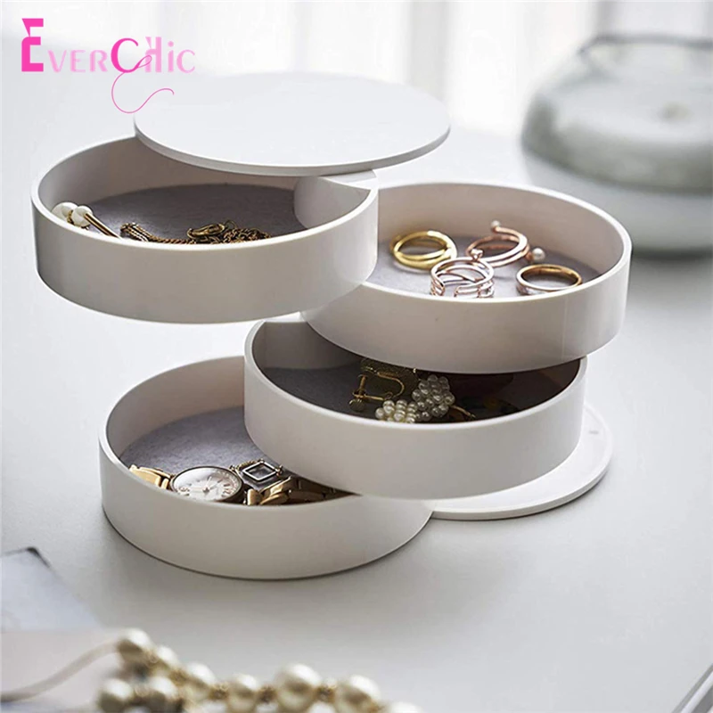 

Jewelry Box 360 Degree Rotating Jewelry Storage Box 4 Layers Jewelry Organizer Holder for Necklace Bracelet Ring Earring Small