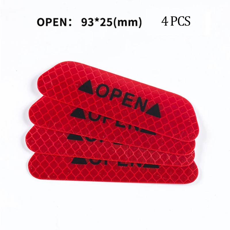 

4pcs/set Reflective Open Sticker Door Open Warning Safety Car Styling Car Sticker Auto Decor Night Lighting Luminous Tapes