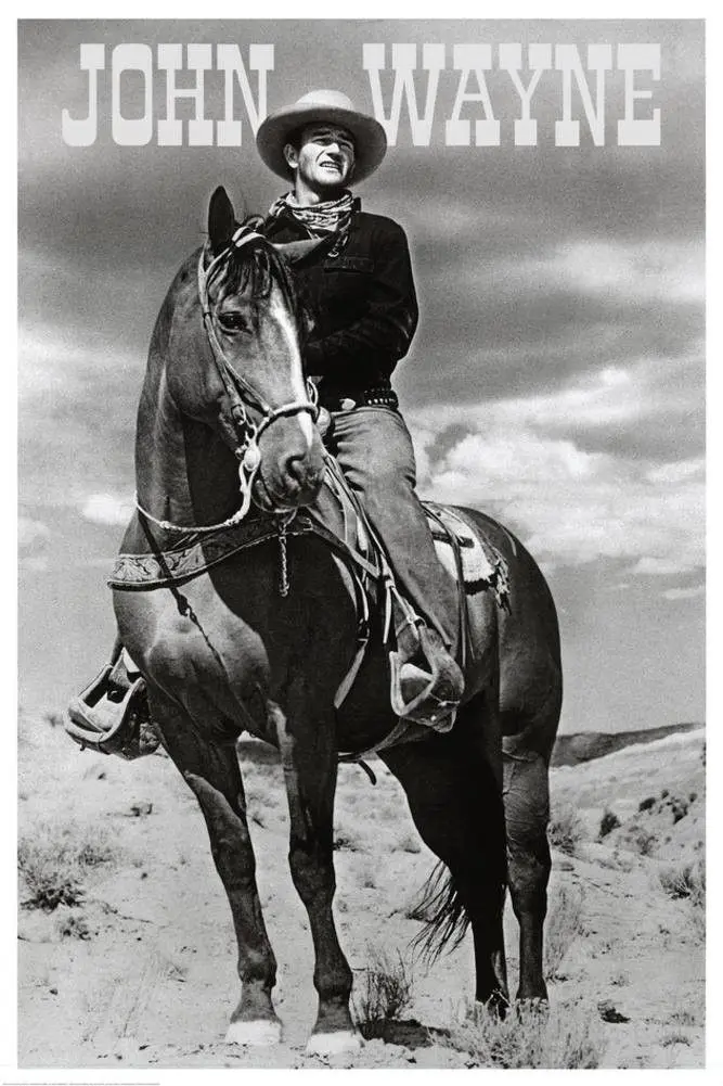 Home Decor John Wayne On Horse Movie-Silk Art Poster Wall Sicker Decoration Gift