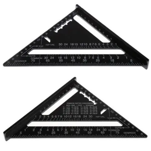 7" /185 мм треугольная линейка, измерительный инструмент из черного алюминиевого сплава квадратная направляющая для строительства плотника