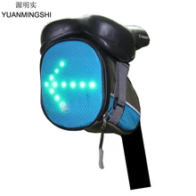 YUANMINGSHI Cycling Bicycle Bike Tail Bag LED Safety Rear Bag with LED Warning Signal Light & Remote Control for Night Riding