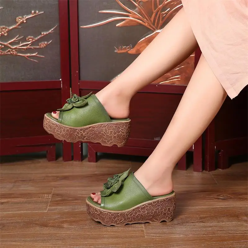 ZHUZHIXIU-2018 summer new style women's cool slippers, genuine leather slippers,muffins bottom,thick bottom fish mouth slippers. ZHUZHIXIU-2018 summer new style women's cool slippers, genuine leather slippers,muffins bottom,thick bottom fish mouth slippers.