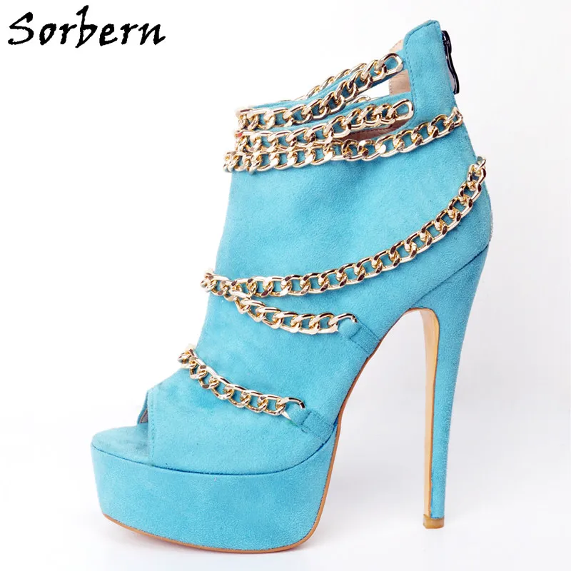 Femme Ouvert Sur 2018 Hauts Nouveau 2017 À Pu Glissement Talons Bleu Chaîne Mode Sexy Service Ciel Sorbern Zip Bout Personnalisé Couleurs Avec Chaussures custom Talon qatIxfvH