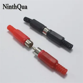 

4PCS RCA Jack Connector Solder Audio Video Plug Plastic Handle Male Female Balck Red Audio Plugs Industrial Tools