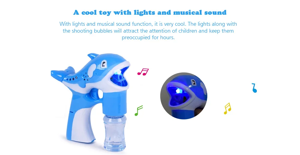 Electric Dolphin Shaped Bubble Gun Shooter Blower with Music Lights