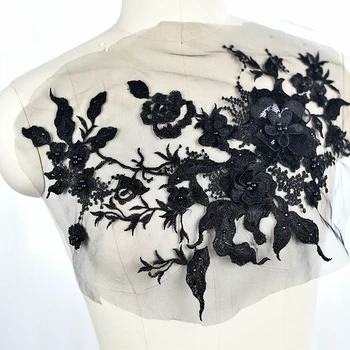 

Cindylaceshow Large Sequins Peony Floral Beaded Embroidered