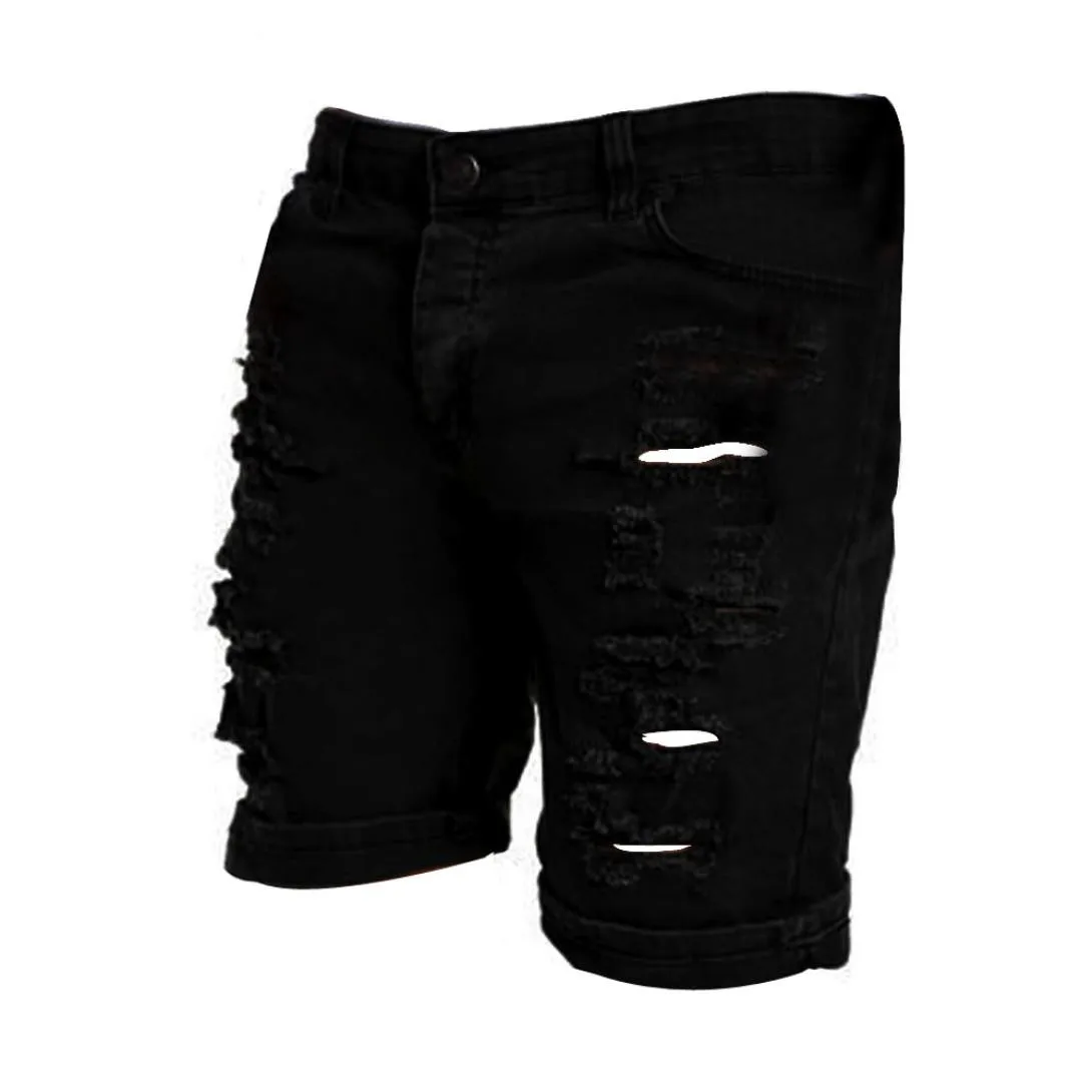 mens white distressed denim shorts