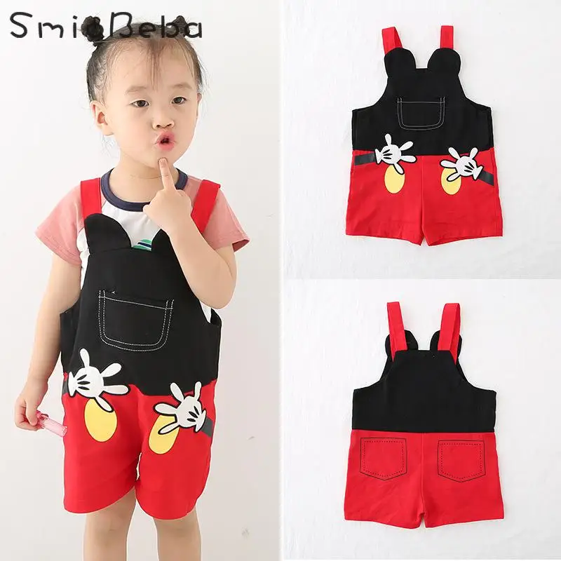 

Children's Cartoon Casual Rompers Pants Mickey Mouse Embroidered Belt Pants Ins Summer Shorts Hot Selling Korean Girls Rompers