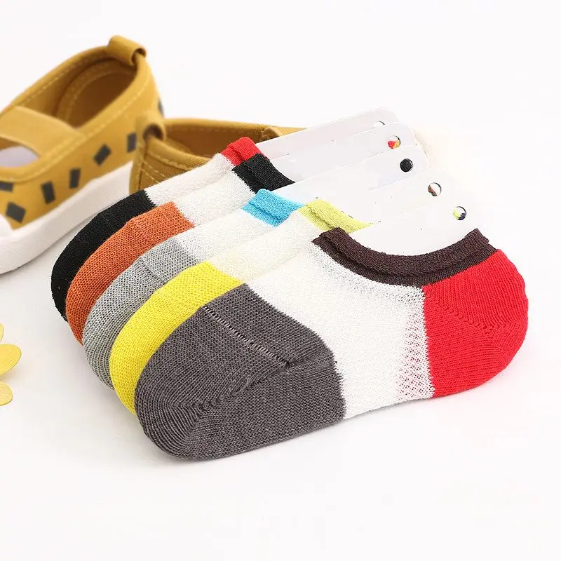 Детские носки г., новые хлопковые летние цветные сетчатые Нескользящие силиконовые носки-лодочки носки для детей от 2 до 11 лет - Цвет: Mixed color