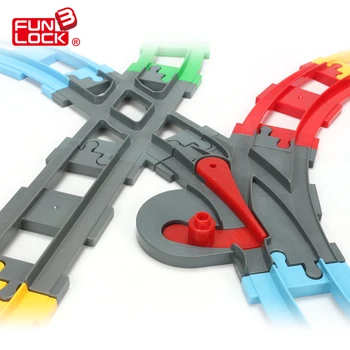 

Funlock Duplo 13pcs Toys Blocks Train Track in Straight Curve and Crossover Railway Switch Assembling Parts Educational Toys