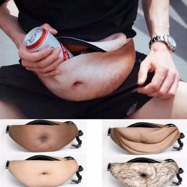 

3D Dadbag Dad Bod Waist Bags Case Universal Funny Pack Flesh Colored Beer Fat Belly Fanny Bag Belly Beer Packs Halloween